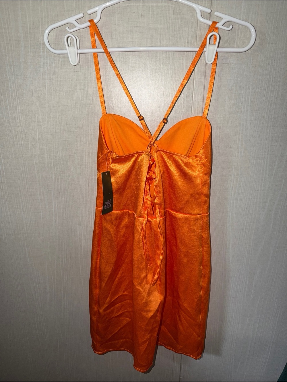 wild fable Orange Satin Spaghetti-Strap Mini Dress - Picture 3 of 10
